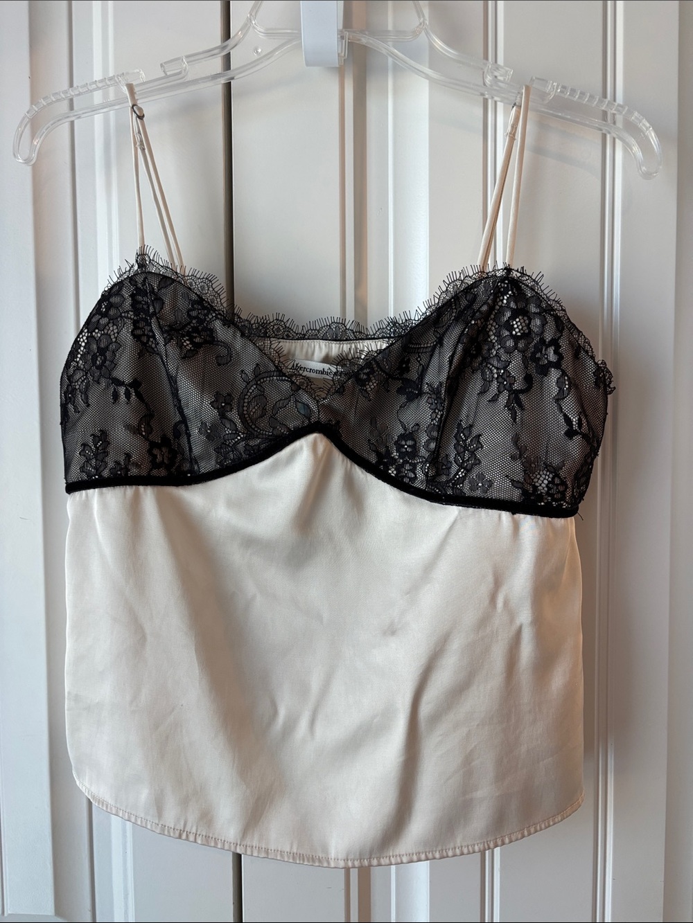 Abercrombie & Fitch Black Lace Over Cream Satin Camisole